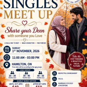 Singles meetup in Hamilton on November 1st, 2026, from 11:00 AM to 4:00 PM